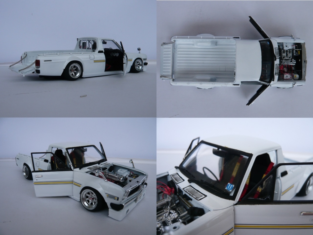 1/24 サニトラ　ハセガワ　カスタム　ジオラマ　クリアケース付　旧車 1/24 サニー トラックハセガワカスタムジオラマクリアケース付旧車